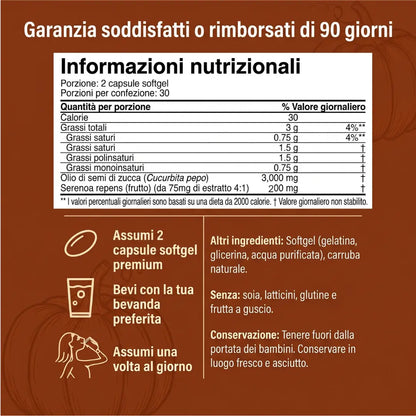 Bionelis® — Integratore Olio di Semi di Zucca + Saw Palmetto