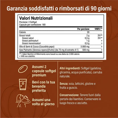 Bionelis® — Integratore Olio di Semi di Zucca + Saw Palmetto