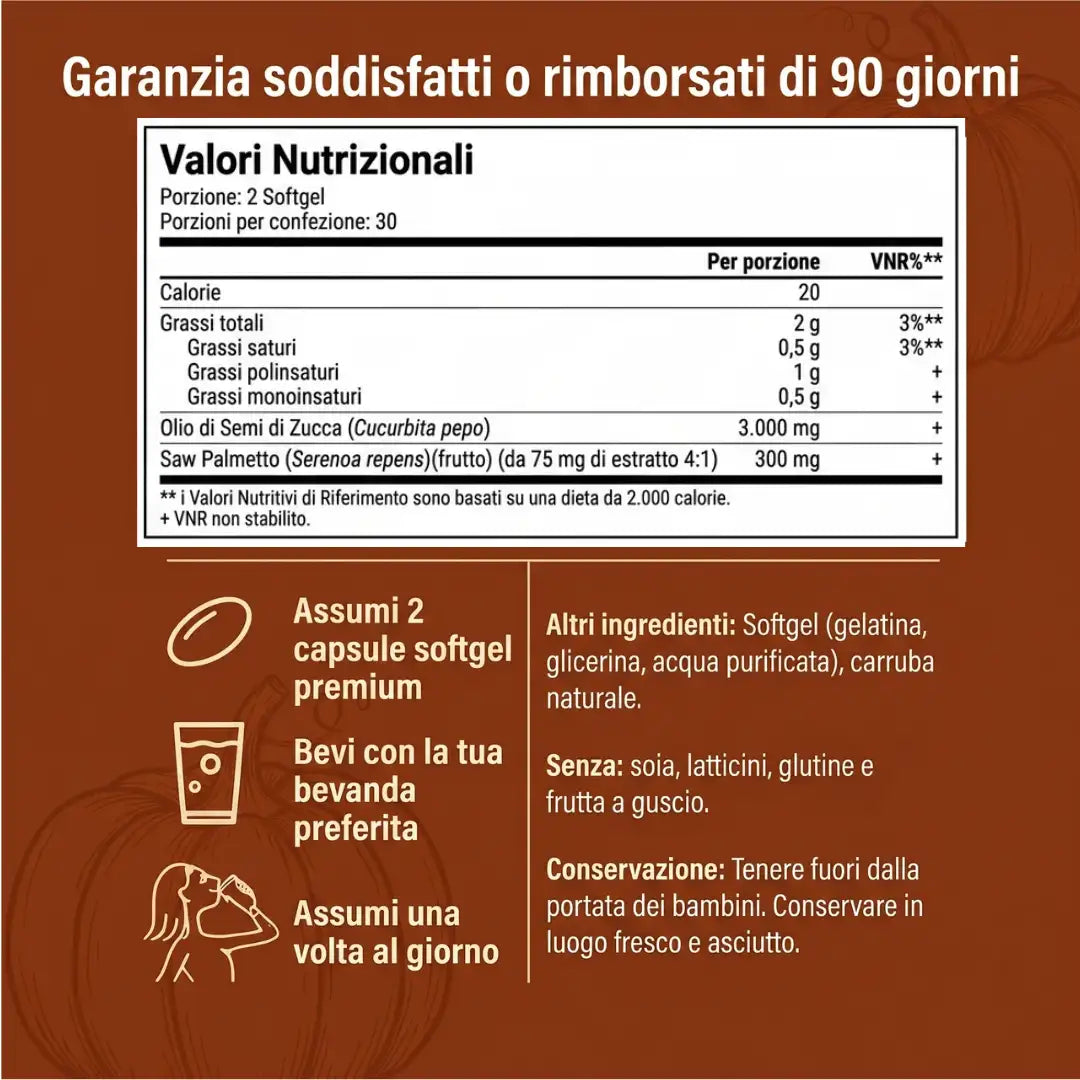 Bionelis® — Integratore Olio di Semi di Zucca + Saw Palmetto